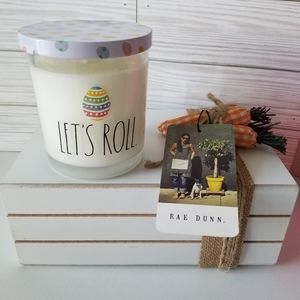 Rae Dunn " LET'S ROLL” Easter Candle w/Lid Fresh Flower Shop Scent New